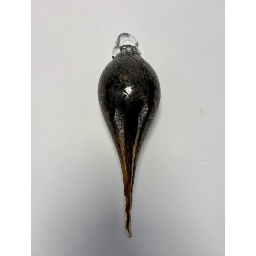 Hand Blown Murano Style Heavy‎ Art Glass Teardrop Hanging Ornament 9.25